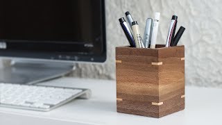 Making A Modern Walnut Pencil Holder [upl. by Larentia]