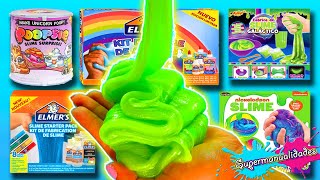 Probando 8 kits para hacer Slime Elmers Nickelodeon y Poopsie  Supermanualidades [upl. by Wilser]