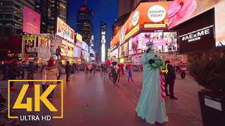 The Evening Streets of New York USA  4K City Walking Tour with City Sounds [upl. by Gibbie]