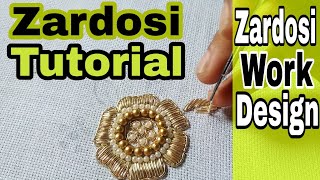 Zardosi Work for beginners  Hand Embroidery  zardozi  aari work [upl. by Rebecca287]