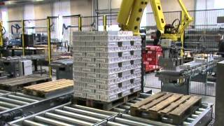 Fully automatic robot palletizing system [upl. by Afihtan]