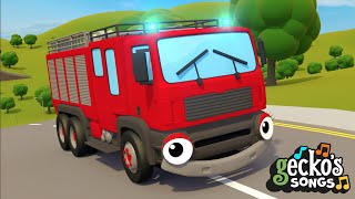 Hear The Fire Truck Song  Nursery Rhymes amp Kids Songs  Geckos Garage  Fiona The Fire Truck [upl. by Sugirdor]