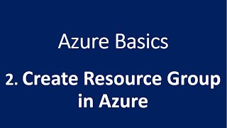 2 How to Create Resource Group in Azure [upl. by Lossa999]