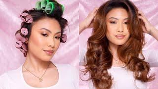 How To Fluffy Blowout Using Rollers  Hair Tutorial [upl. by Amliw]