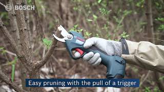 Bosch Pro Pruner  professional cordless branch shears [upl. by Nonnahsal515]