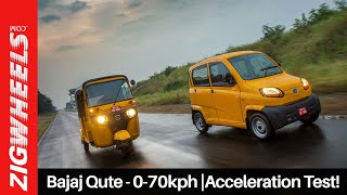 Bajaj Qute  070kph Acceleration Test  ZigWheelscom [upl. by Ing]