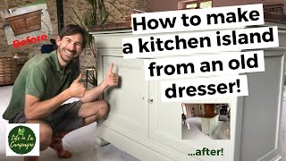 How to make a kitchen island from an old dresser [upl. by Dnomde82]