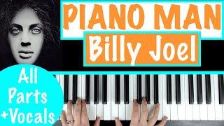 How to play PIANO MAN  Billy Joel Piano Tutorial Chords Accompaniment [upl. by Sparke]