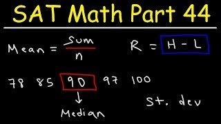 Data amp Statistics  Mean Median Mode Range amp Standard Deviation  SAT Math Part 44 [upl. by Elletnahs]