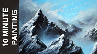 Painting a Misty Mountain Landscape with Acrylics in 10 Minutes [upl. by Einohtna139]