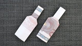 Origami FLASCHE Geldgeschenk GELD FALTEN  Geschenk  Money BOTTLE  Tutorial by Euro Origami [upl. by Ariela]