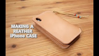 【レザークラフト】iPhoneケースの作り方（型紙付き）【Leather craft】Making a IPhone case [upl. by Julita]