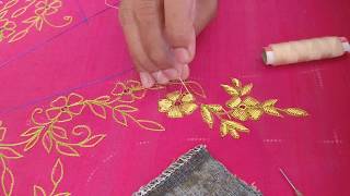 5 petal flowers with Zardosi  Tutorial [upl. by Pinchas703]