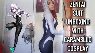 Zentai Suit Unboxing with Caramello Cosplay  SpiderGwen [upl. by Ataga]