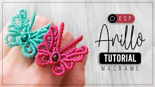 Anillo Mariposa » 🦋 tutorial  como hacer mariposa de hilo  diy ● Macrame 189 [upl. by Icnarf221]