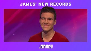 James Holzhauer 10 Wins and New Jeopardy Records  JEOPARDY [upl. by Corney965]