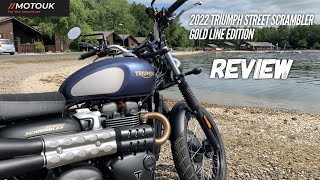 First Ride Review 2022 Triumph Street Scrambler Gold Line Edition  MotoUK [upl. by Lipscomb]