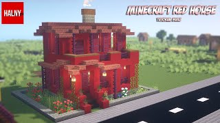 Beautiful red house in minecraft  tutorial how to build [upl. by Valencia]