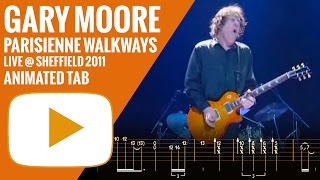 GARY MOORE  PARISIENNE WALKWAYS  Guitar Tutorial  Animated Tab [upl. by Ellimac]