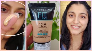 MAYBELLINE Fit Me Foundation Review  WARM NUDE 128  Oily Skin Foundation [upl. by Nashbar]