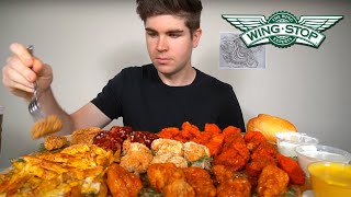 WINGSTOP Boneless Wings FEAST  Cheesy Voodoo Fries Mukbang [upl. by Aicaca]