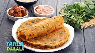 मेथी के थेपले Methi Thepla Gujarati Methi Thepla by Tarla Dalal [upl. by Enilekaj981]