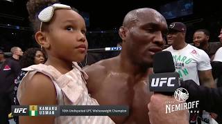 UFC 235 Kamaru Usman and Tyron Woodley Octagon Interview [upl. by Jard119]