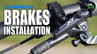 Shimano BRAKES Installation HowTo 12 Speed or 11 Speed XTR XT SLX Deore 2 and 4 Piston Brake [upl. by Naux]