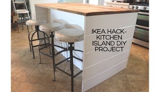 IKEA HACKDIY IKEA Kitchen IslandShiplap SidesThrifted Wood Countertop [upl. by Frederik]