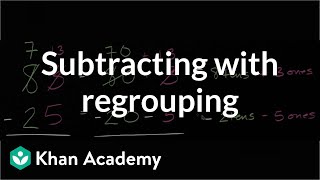 Subtracting with regrouping borrowing  Early Math  Khan Academy [upl. by Erait]