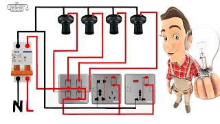 Electrical house wiring 4 gang switch connection [upl. by Phedra267]