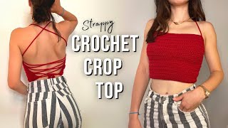 EASY How to Crochet a Crop Top  DIY Beginner Strappy Crop Top [upl. by Dinerman]