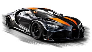 Realistic Car Drawing  BUGATTI CHIRON SUPER SPORT 300  drawingpat [upl. by Tarsuss343]