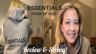 Fear of God ESSENTIALS Hoodie Review  Sizing [upl. by Ecad78]