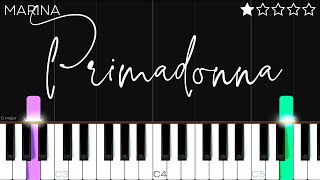 MARINA  Primadonna  EASY Piano Tutorial [upl. by Ajed]