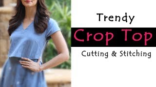 Crop Top Cutting amp Stitching  Trendy Top Sewing Tutorials [upl. by Bergin]