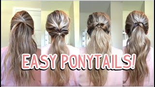 HOW TO EASY PONYTAILS FOR SUMMER MEDIUM amp LONG HAIRSTYLES [upl. by Ruberta489]