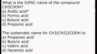 nomenclature of carboxylic acids   carboxylic acid mcqs   topic wise chemistery mcqs [upl. by Esilram]