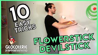 10 Easy FlowerDevil Stick Tricks beginner tutorial [upl. by Peters998]