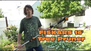 Fiskars 16 foot Tree Pruner  Chain Drive Extendable Pole Saw  REVIEW [upl. by Antonina]