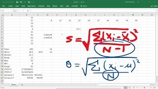 Calculating The Standard Deviation Mean Median Mode Range amp Variance Using Excel [upl. by Julieta]