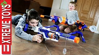 Family Nerf Wars Part 5 Ethan and Cole Sneak Attack Squad Vs Mom and Dad [upl. by Lrigybab]