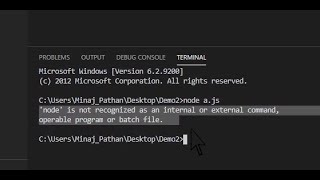 Node is not recognized as an internal and external command operable program or batch file in vscode [upl. by Hodge744]