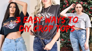 3 Easy DIY Crop Top Methods From TShirts  Tutorial Upcycled Thrift  How To Make Cropped Top Tees [upl. by Bully]