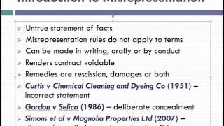 Misrepresentation Lecture 1 of 4 [upl. by Gomar]