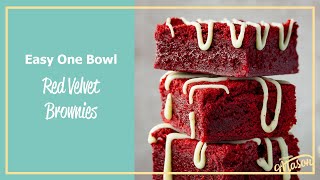 Easy ONE BOWL Fudgy Red Velvet Brownies Recipe [upl. by Tamis]