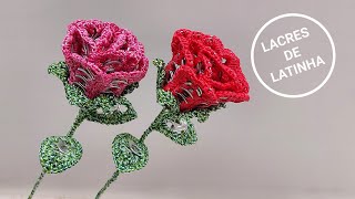 ROSA EM CROCHÊ COM LACRES DE LATINHA [upl. by Araas721]