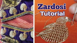 ZardosiWork ZardosiTutorial Zardosi peacock design Tutorial [upl. by Sefton]