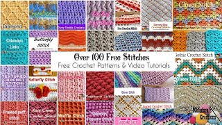 OVER 100 Crochet Stitch Tutorials amp Patterns 🌻🍀 [upl. by Louie]