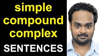 SIMPLE COMPOUND COMPLEX SENTENCES  with Examples Exercises  Sentence Clause Structure  Grammar [upl. by Acimaj]